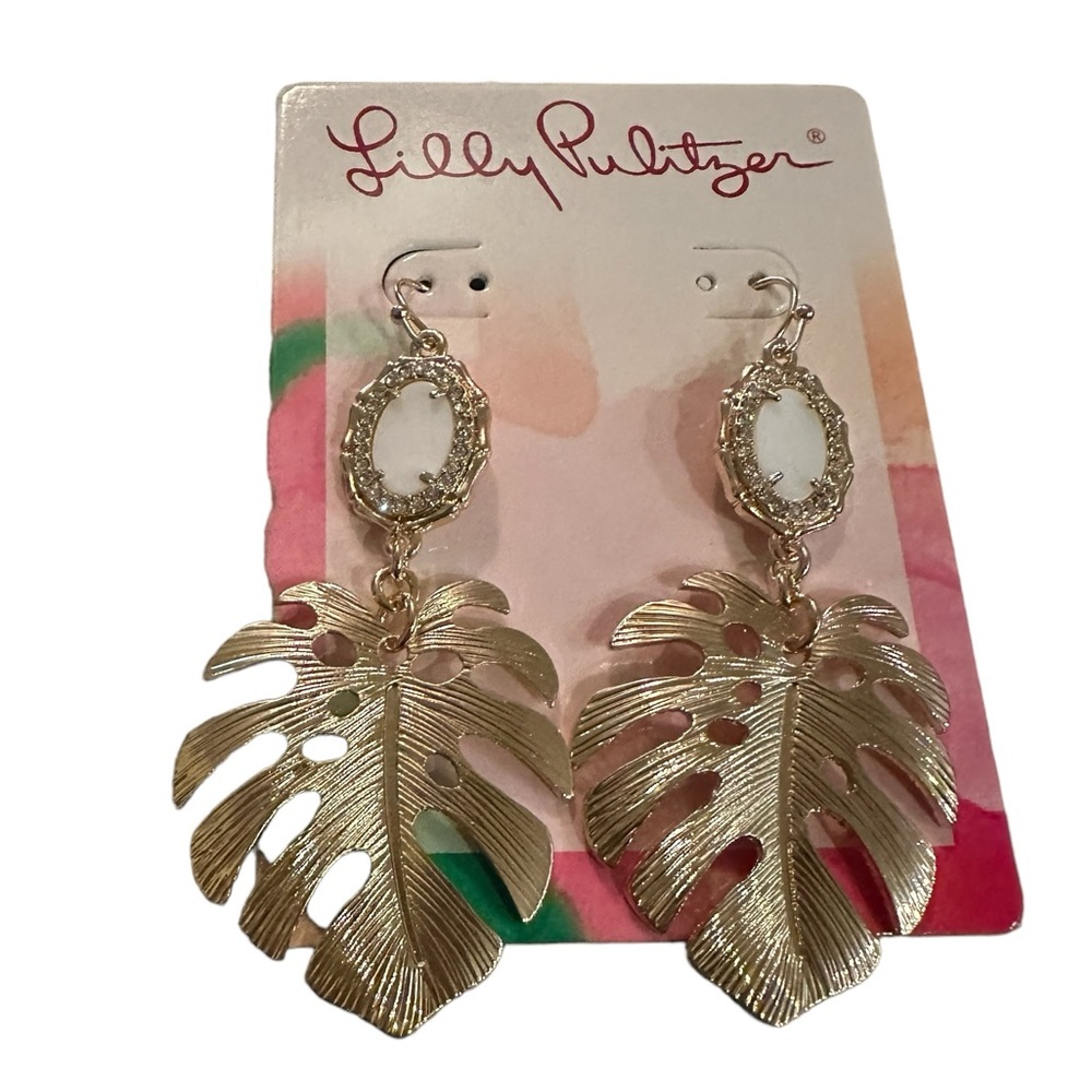 Lilly Pulitzer Banana Leaf Statement‎ Earrings NWT